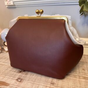 Coach Oversized Kisslock Frame Clutch (Brown) NWT